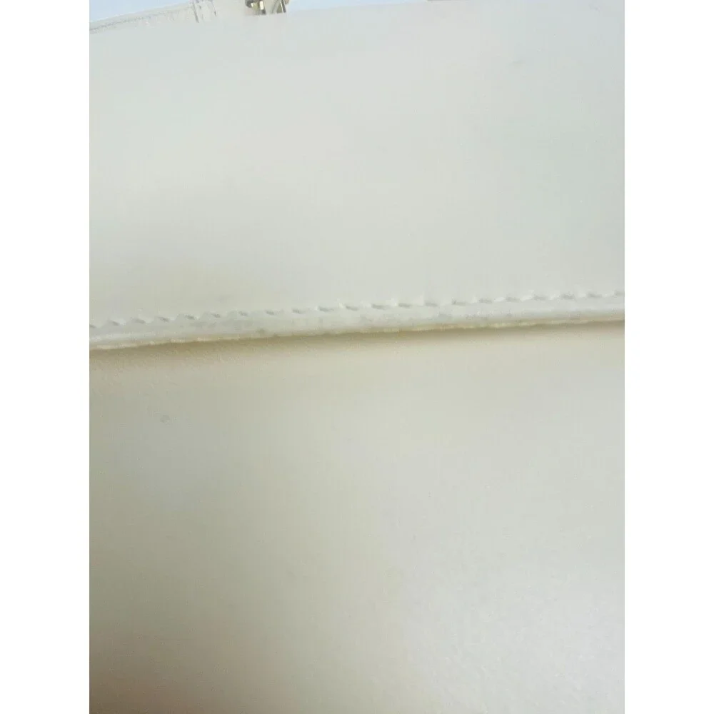 Vintage Etienne Aigner Ivory Leather Crossbody Shoulder Flap Bag Gold Hardware